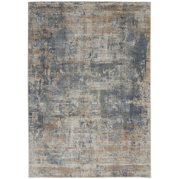 Quarry QUA02 Modern Abstract Distressed Soft Textured Durable Low Profile Short Pile Blue/Beige Rug-Nourison-Rug Love - The Most Loved Rug Store